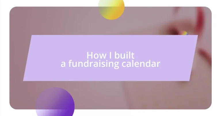 How I built a fundraising calendar