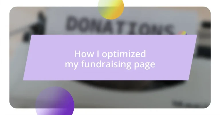 How I optimized my fundraising page