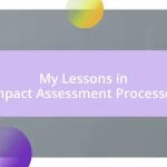 My Lessons in Impact Assessment Processes