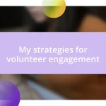 My strategies for volunteer engagement