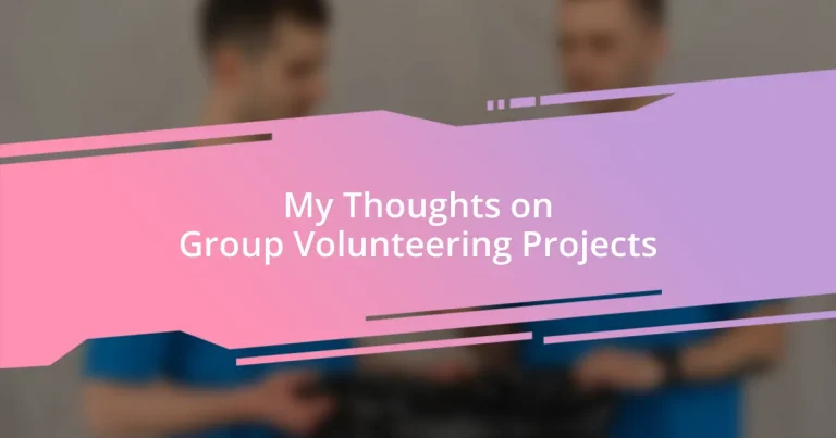 My Thoughts on Group Volunteering Projects