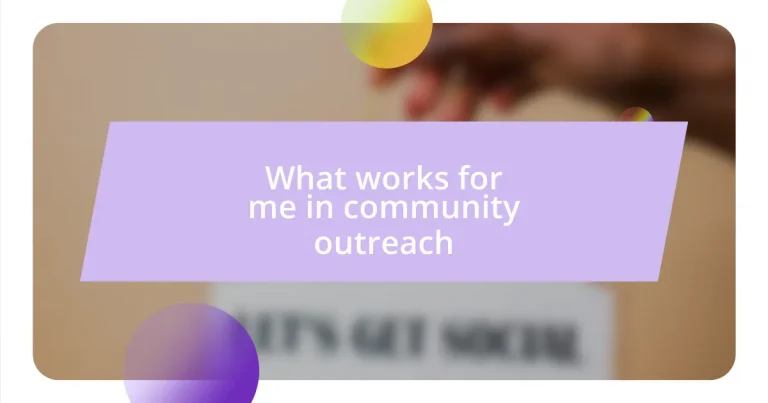 What works for me in community outreach