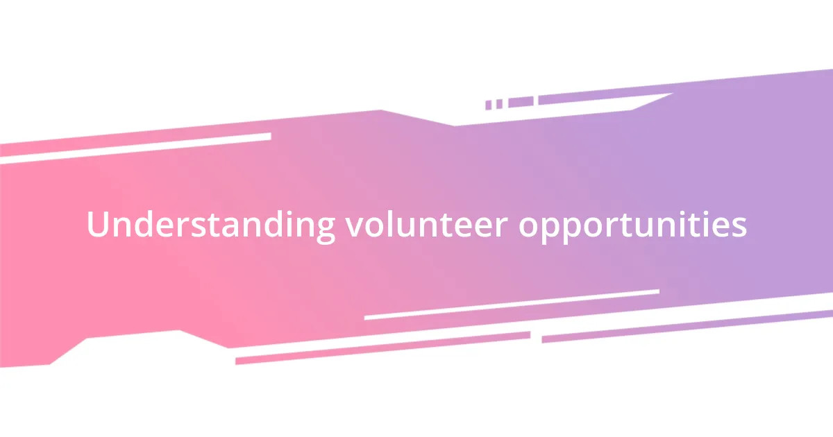 Understanding volunteer opportunities